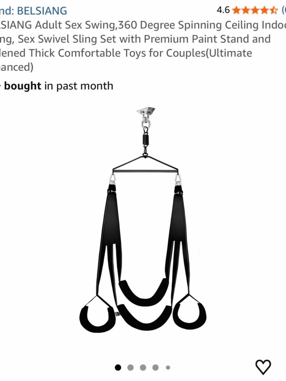 Black Ceiling Swing Sling - Indoor Hanging Sex Swing